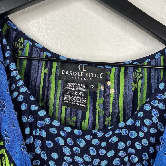 Carole Little Dress Women's Multicolor Sz 12 Short Sleeves Long Art Eclectic VTG - Picture 3 of 14